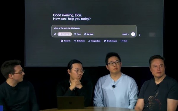 17일 열린 그록3 스트리밍 발표회.(사진=화면 캡처)