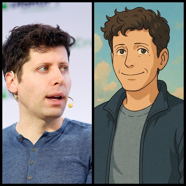 샘 올트먼 오픈AI CEO 사진(좌)을 지브리풍 이미지 변환한 이미지(우) (이미지=ChatGPT DALL·E)