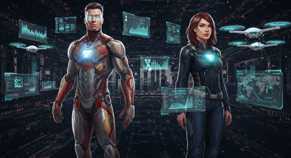 AI로 무장한 A아이언맨은 이미 등장했다. 다행히 토니 스타크 같은 부자가 아니어도 AI를 쓸 수 있다. 다만 남의 얘기로 생각하는 우를 범하지 말아야 한다. 이미지=ChatGPT &  ImageFX 생성