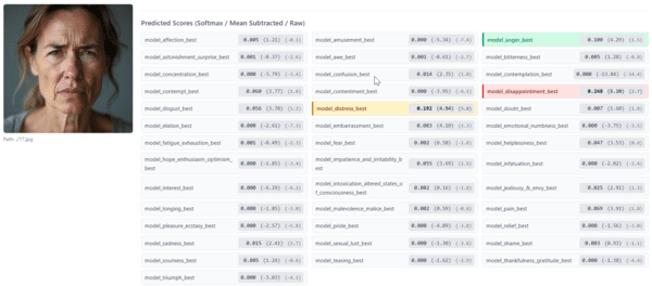 감정 분류 체계를 통해 자동으로 감정을 추론한다.  이미지=huggingface emonet blog