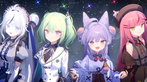 클리셰 멤버들. 왼쪽부터 아우쿠모 린,  유즈하 리코, 텐코 시부키, 하나코 나나(이하 사진=스텔라이브 공식 유튜브 캡처)