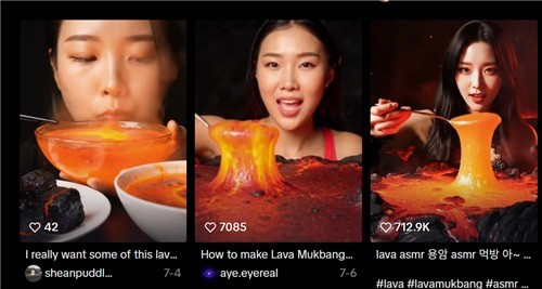 AI로 만든 '용암 먹방'  사진=틱톡 캡처, 연합뉴스