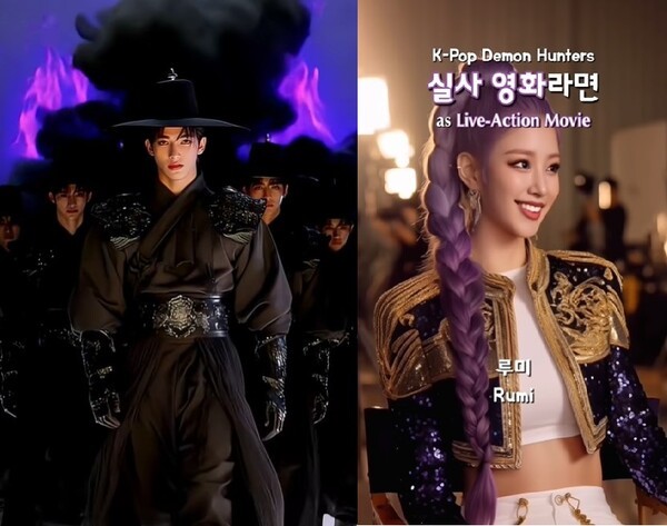 케데헌 캐릭터를 실사화한 AI 영상들  사진=유튜브 캡처