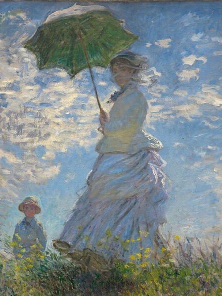 바람에 드레스를 휘날리고 있는 모네의 부인,  카미유 모네