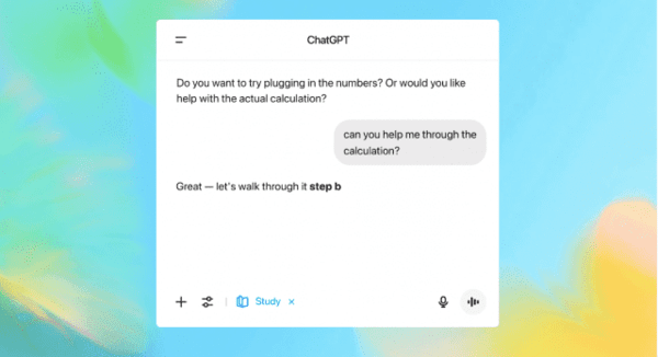 챗GPT 스터디 모드 화면  사진=챗GPT