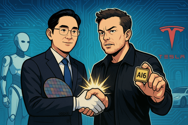 이미지를 클릭하면 삼성전자의 테슬라 AI6 칩 수주에 대해서 확인할 수 있습니다. 이미지=챗GPT 생성