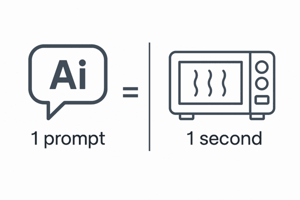 구글 제미나이 기준 1프롬프트는 전자레인지 1초 가동 수준의 전력을 소비한다고 밝혔다.  이미지=챗GPT 생성