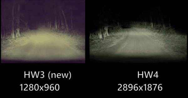 AI3(HW3) 와 AI4(HW4)의 비전 인식 능력 차이. HW5는 2026년 양산 예정이다.  사진=테슬라