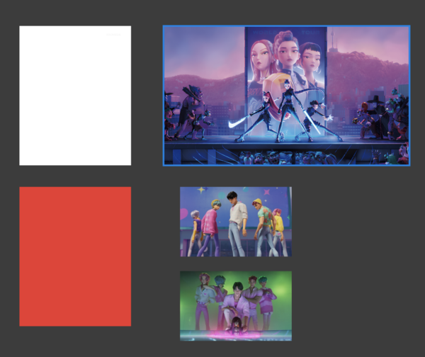 프레임위에 섹션 2개를 생성하고, 들어갈 이미지를 불러 모은다