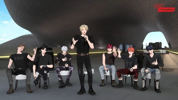 버스킹 중인 스킨즈 멤버들