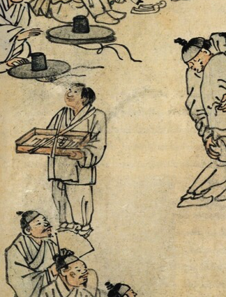 그림의 활력을 주는 엿장수