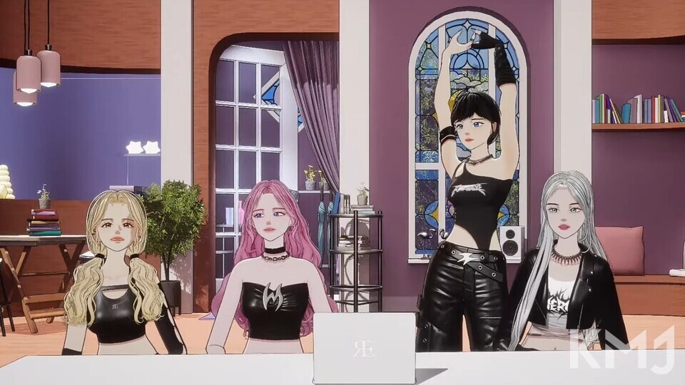 데뷔 쇼케이스. 스트레칭 중인 이나.