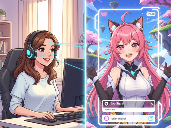 버츄얼 아바타로 방송중인 모습=Gemini 생성