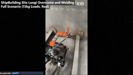 용접작업을 하고 있는 디든로보틱스의 사족보행 로봇.  사진=KAIST