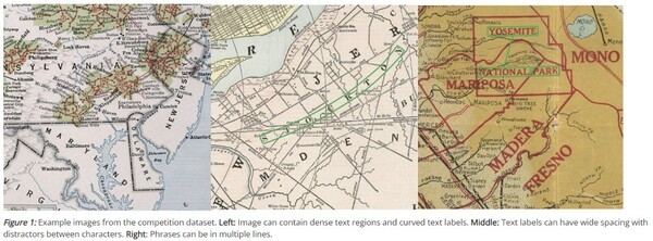 ICDAR 2025 역사 지도 텍스트 판독 과제 예시.  이미지=네이버 제공