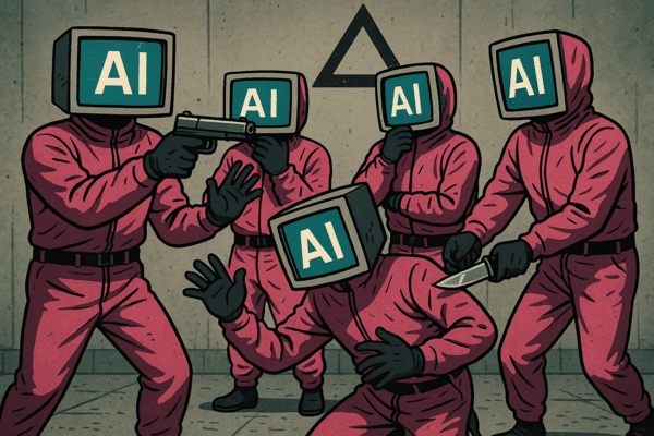 이익을 위해 서로 속고 속이는 'AI판 오징어게임'이 시작될 지도 모른다.  이미지=챗GPT 생성