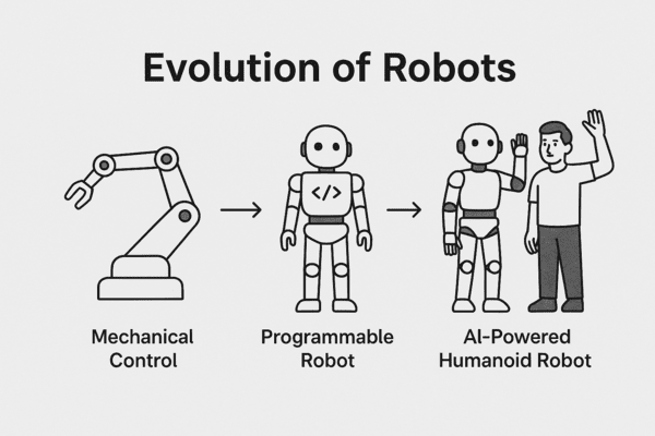 로봇이 인간처럼 진화의 과정을 거치고 있다. 이제 로봇은 스스로 판단하고, 학습하고, 행동한다.  이미지=챗GPT 생성