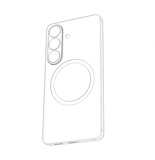 A leaked sketch allegedly shows the design of the upcoming Galaxy S26.  Photo=@UniverseIce X