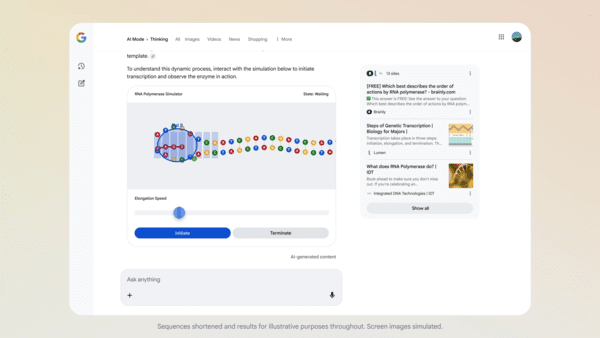Gemini 3 is also integrated into Google Search’s AI Mode, delivering a new generative UI that includes immersive visual layouts, interactive tools, and simulations.