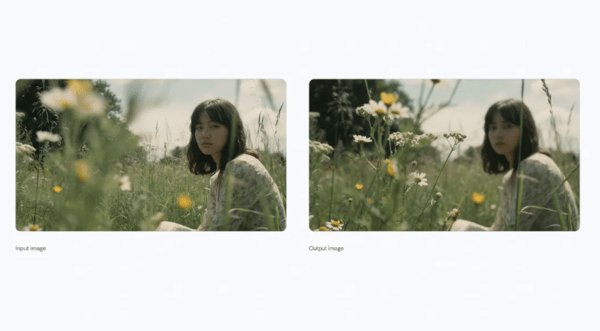 By adjusting the focus, the model can highlight a person or a flower with precision.