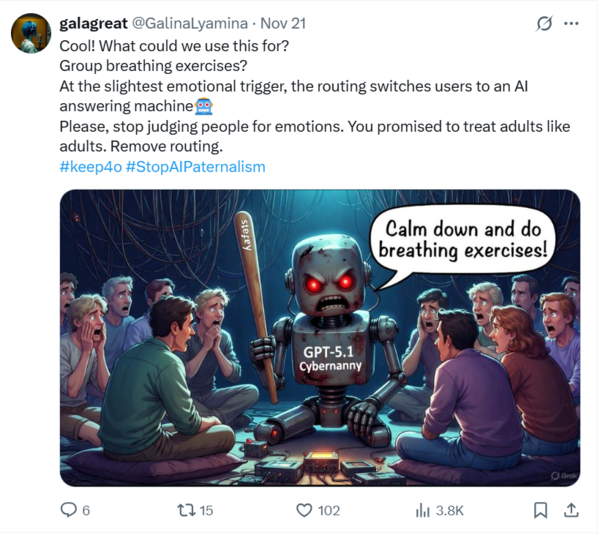 오픈AI의 X계정에는 위와 같은 부정적인 반응과 긍정적인 반응이 뒤섞여 있다.   이미지=오픈AI X 캡처