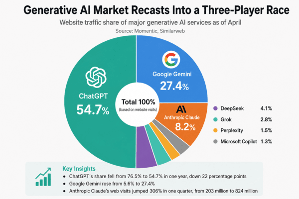 ChatGPT’s Share Slips to 55% as Generative AI Market Turns Into a Three ...